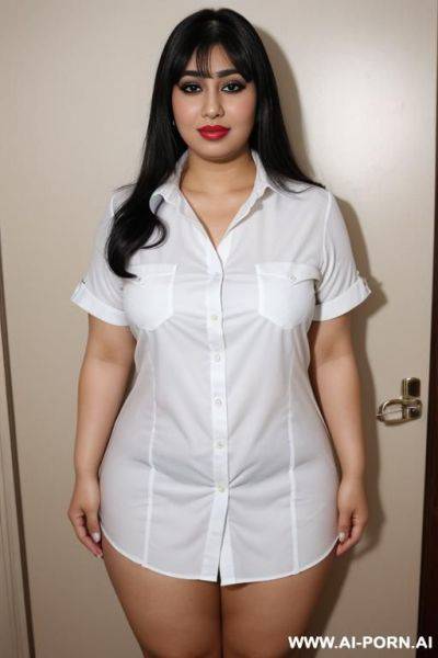 Arab, chubby, open white male shirt, no panties - ai-porn.ai on pornintellect.com