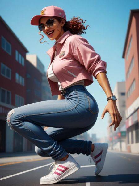 Crouched in the middle of the street, in surfing position - thepornator.com on pornintellect.com