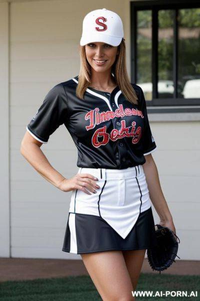 Suburban mom, baseball jersey, ball cap - ai-porn.ai on pornintellect.com