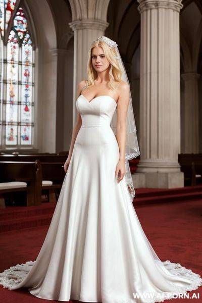 Nordic 20 year old woman, (enormous perfect tits), ((((white dress)))), best bright blue eyes; eye contact; super model gorgeous face; long lean legs; seductive smirk - ai-porn.ai on pornintellect.com