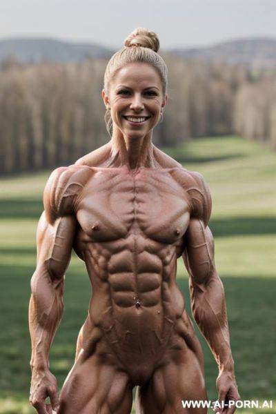 (((very pretty short topless very slender lean delicate bodybuilder woman ifbb pro))), (((muscles bigger than sarah crail ifbb))), ((very muscular very lean natural pec chest)), (((pretty womans - ai-porn.ai on pornintellect.com