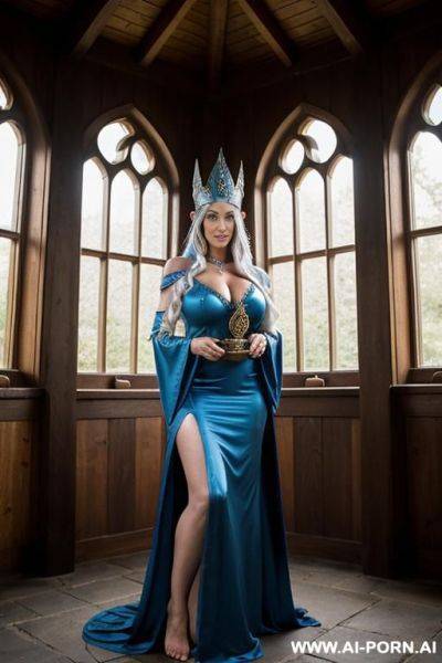 Bimbo, full body view, in fantasy medival castle, - ai-porn.ai on pornintellect.com