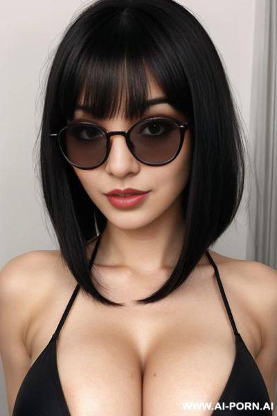 Black hair, woman, glasses, some s, white, english, - ai-porn.ai - Britain on pornintellect.com