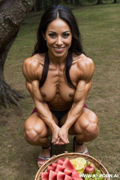 (((latina))) with (((gigantic fake tits))) and ((long hair)), (((muscular short npc figure athlete ruby rivera riverafit))), (no makeup) , ((nude))), (((many perfect beautiful plastic surgeries))), - ai-porn.ai on pornintellect.com