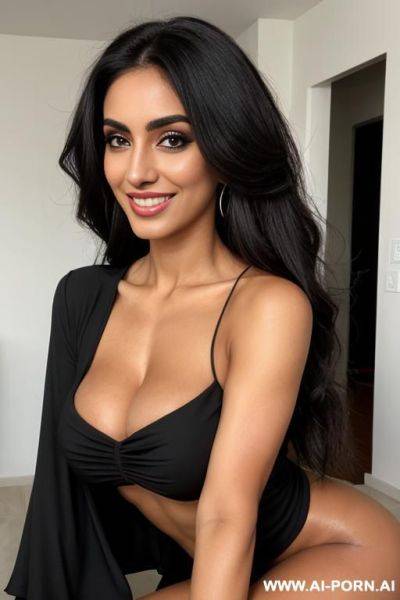 Middle eastern, bright, detailed face, fit, muscular, beautiful face, hairy pussy. make-up, - ai-porn.ai on pornintellect.com