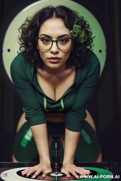 Curvy nerdy mixed woman curly hair glasses nipples poke thru top big ass - ai-porn.ai on pornintellect.com