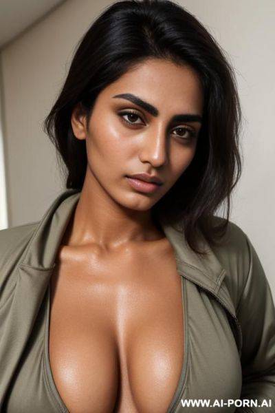 Beautiful natural heavy oversized oval titties, pakistani, tanned, dri fit jacket, drowsy facial expression, topless - ai-porn.ai - Pakistan on pornintellect.com