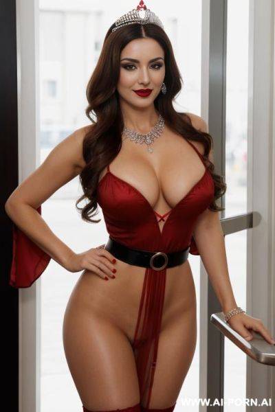 Arafed woman with big breasts posing in a traditional feedingbreast (perfect boobs) (arabic) (german), natural boobs, looks seductively at the viewer, eye contact, front view, detailed boobs, walking - ai-porn.ai - Germany on pornintellect.com