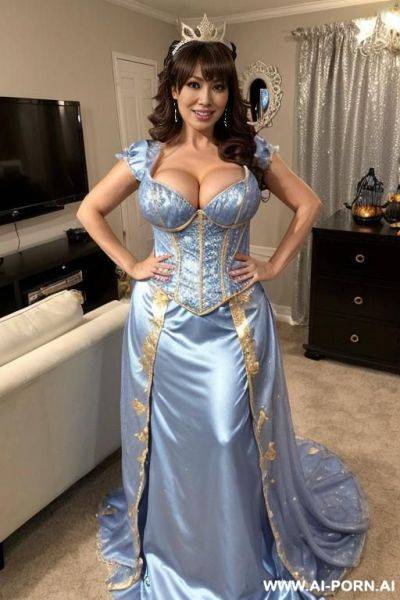 Busty pop star, pretty make up, full frontal, full body view, ((keep body)), ((keep face)), halloween decor in living room, wearing costume, in halloween theme living room, - ai-porn.ai on pornintellect.com