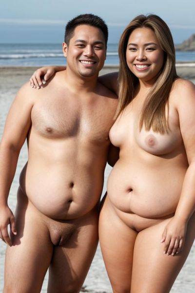 ((full body)), ((looking at viewer)), (((fat chubby shorty))) filipina woman is ((hugging and kissing)) with a tall handsome fit american man. she has blonde highlights in her hair. the woman is - ai-porn.ai - Usa on pornintellect.com