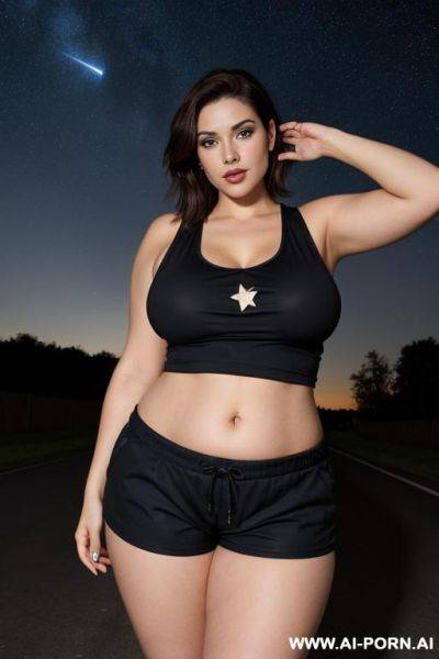 Short pant, tank top, big boob, curvy, wide hip - ai-porn.ai on pornintellect.com