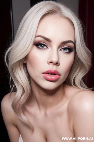 Rock musician, hot beautiful bimbo, pallid skin, hot body, perfect body, hot face, perfect face, bimbo, influencer, bending over, facing viewer, sexy pose, plump lips, big lips, swollen lips, oversized lips, pouty lips - ai-porn.ai on pornintellect.com
