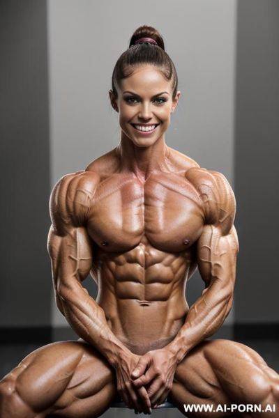 (real life but with very supersized lean muscles), (((totally tanless))), nude aroused pointy realistic nipples, (((extremely short but muscular))), ((sunny)), (((shortie))), ((nude)), ((naked)), (look - ai-porn.ai on pornintellect.com