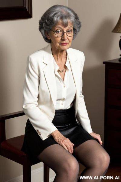 Grandma black with glasses in bedroom - ai-porn.ai on pornintellect.com