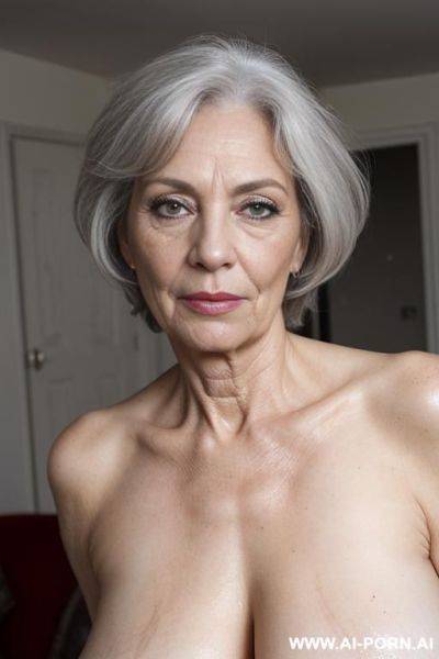 Beautiful grandmother, perfect eyes, wrinkled face, wrinkled skin, aging marks, makeup, - ai-porn.ai on pornintellect.com