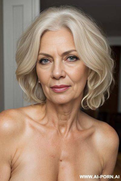 Beautiful grandmother, perfect eyes, wrinkled face, wrinkled skin, makeup, orgasm face, - ai-porn.ai on pornintellect.com
