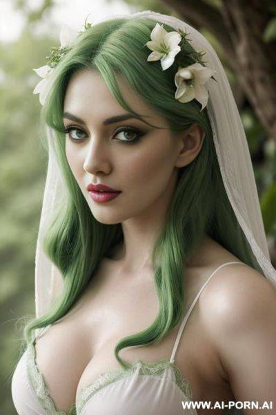 Busty perky deep v, green lip seductive - ai-porn.ai on pornintellect.com