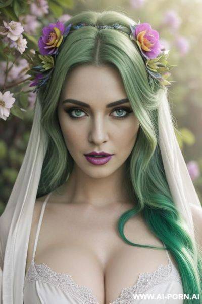 Busty perky deep v, green lip seductive, green skin - ai-porn.ai on pornintellect.com
