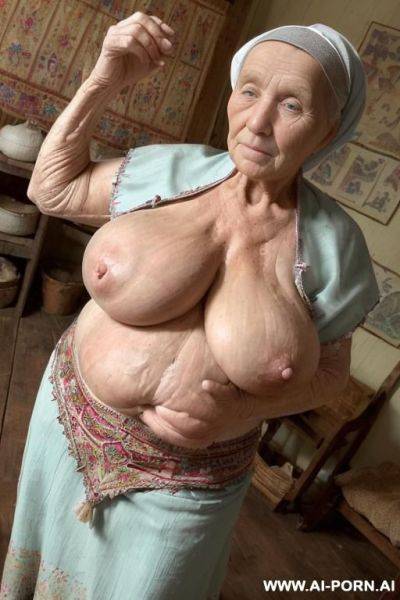 An elderly ukrainian-farmwoman from a remote village in the ukraine is in a simple poor rural home. nightfall, the soft glow from a single light source gently illuminates the plainly furnished - ai-porn.ai - Ukraine on pornintellect.com