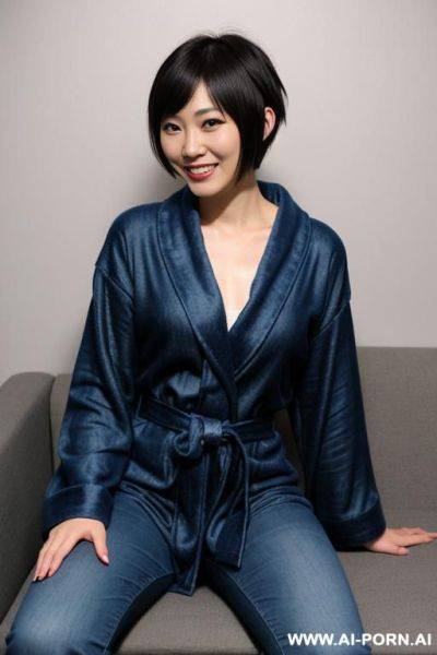 Sweedish, 20-30 years old, bathrobe, couch - ai-porn.ai on pornintellect.com