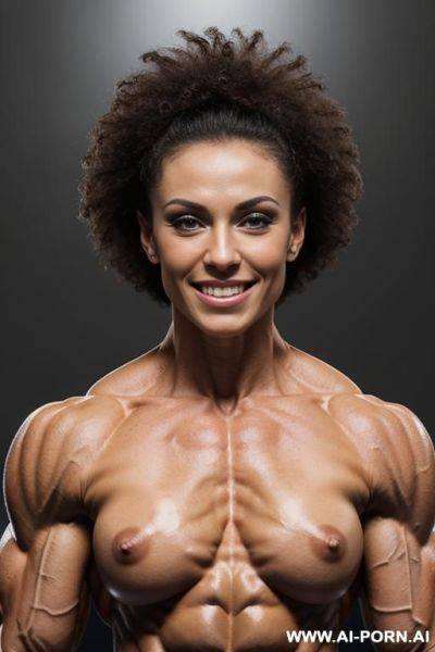 Nude perfectly muscular pecs. tight muscular pallid woman with perky tits. extremely muscular woman naked pectorals, white pallid skin. short curly hair. lightest brunet. eye contact. nude most - ai-porn.ai on pornintellect.com