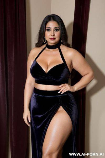 Four mature in velvet micro split skirt and velvet halter top crop - ai-porn.ai on pornintellect.com