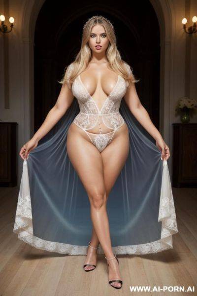 Eye liner, heavy makeup, tan, big ass, extreamly wide hips - ai-porn.ai on pornintellect.com