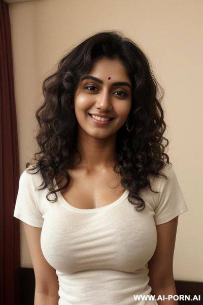 ((crew neck shirt)), crew neck short sleeve white shirt, fri fit shirt, photorealistic, indian ((perky breasts)), ((busty)), (perfect boobs), dark complexion, (ultra detailed photo), (hyper realistic photo) - ai-porn.ai - India on pornintellect.com