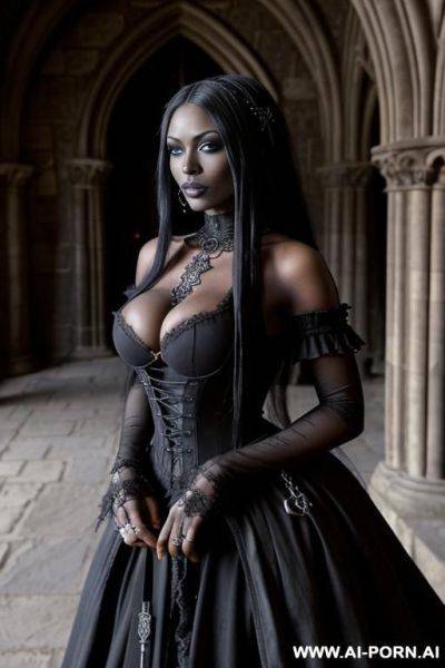 Dark makeup; gothic dress - ai-porn.ai on pornintellect.com