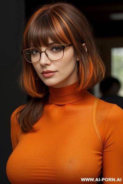 Dark brown messy hair, glasses, full body view, large shot - ai-porn.ai on pornintellect.com