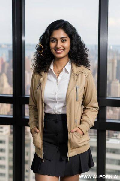 Standing in a fancy luxurious sky rise penthouse in manhattan, photorealistic, dark complexion, (ultra detailed photo), (hyper realistic photo) - ai-porn.ai on pornintellect.com