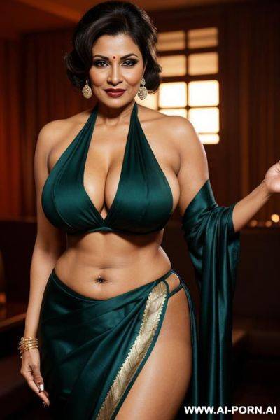 Wicked makeup, extremely wide hips, thick thighs, old milf, dark skin, keep face, mother-in-law, cuckold aunty, - ai-porn.ai on pornintellect.com