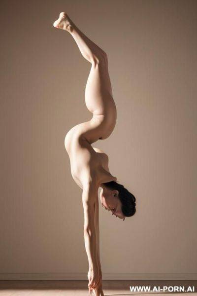 Ultrarealistic photo, naked erotic art magazine cover, totally naked gymnastic pose art porn, naked ballet - ai-porn.ai on pornintellect.com
