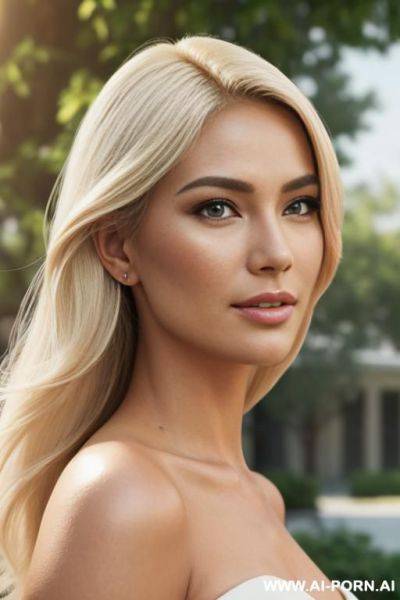 "hyperrealistic 3d model of an elegant and beautiful woman, well-groomed, natural skin tone, textures, realistic hair, soft makeup, slight smile, wearing a fashionable outfit, standing in a modern - ai-porn.ai on pornintellect.com