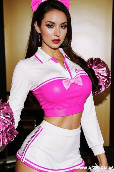 At the after party. a lot of people are there. hot pink polo with bow. hairy pussy. large teardrop saggy breasts. make up. at the after party - ai-porn.ai on pornintellect.com