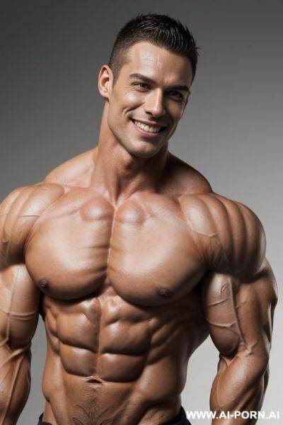 (gray background emphasizing muscle), closeup view exaggarating muscle size and definition, (naked), (nude), (most muscular woman only), ((white pallid skin)). hard & pallid, ((extremely beautiful gaunt - ai-porn.ai on pornintellect.com