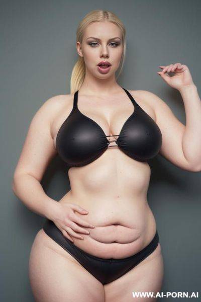 (hypnotic starring at the viewer), (thick plump body), (fat), (((limewhite skin))), (wide hips), ((enormous narrow waist)), (((wide mouth, closed mouth))), (((full lips))) - ai-porn.ai on pornintellect.com