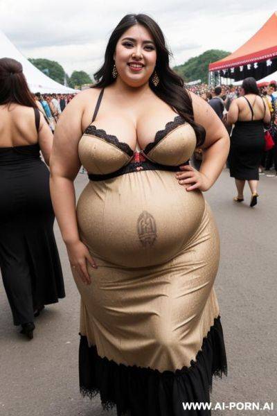 Torta, gordita, mexican, dark hair, wide hips, traditional dress, , hourglass figure, festival, eyeliner, heavy makeup - ai-porn.ai - Mexico on pornintellect.com
