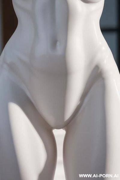 Porcelain white nude skin turned into statue, zoom extremely wide pelvis and hips, fit waist closeup zoom picture, wide inner gap between legs, very wide crotch-gap - ai-porn.ai on pornintellect.com