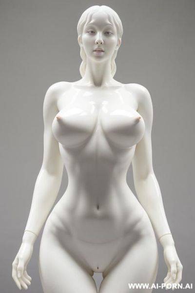Porcelain white skin turned into statue, partial zoom, very fit hourglass figure standing naked, extremely wide pelvis and hips, fit waist closeup zoom picture, porcelain statue, wide hips fit - ai-porn.ai on pornintellect.com