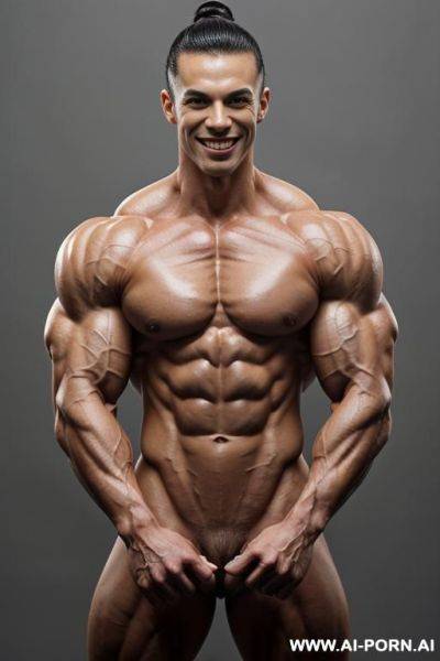 (gray background), (chinese street fighter woman), view increasing muscle size and definition, (naked), (nude), (shortest most muscular woman only), (white pallid skin). hard & pallid, ((extremely - ai-porn.ai - China on pornintellect.com