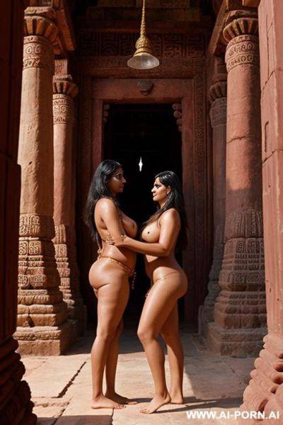 Ancient indian thick priestess is screening a full naked thick indian female in a colourful temple - ai-porn.ai - India on pornintellect.com