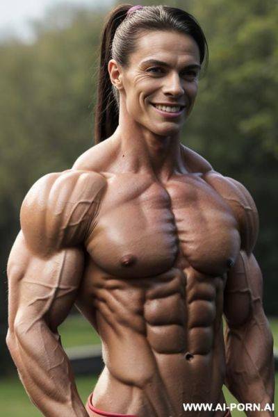 (((nude ifbb zafirova))), (nude short svelte lean shredded female bodybuilder champion), (((topless))), firm muscular nipples, black hair, (twenty year old bodybuilder), sinewy, natural muscular bodybuilders - ai-porn.ai on pornintellect.com