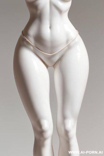 Porcelain white nude skin turned into statue, partial zoom, very fit hourglass figure, extremely wide pelvis and hips, fit waist closeup zoom picture, porcelain statue, wide hips fit close zoom details, wide inner gap between legs, very wide crotch-gap - ai-porn.ai on pornintellect.com