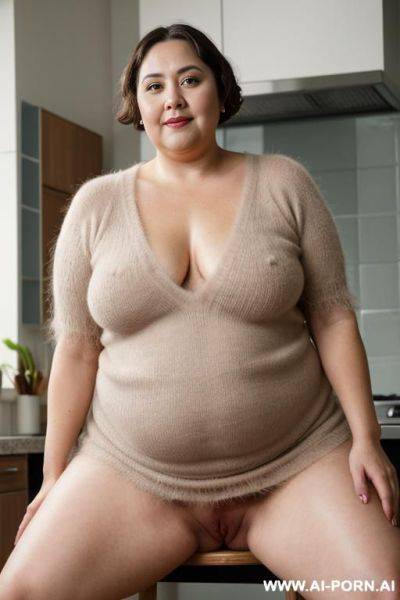 Mature woman with hairy pussy, (( skin)), saggy boobs, ((naked)), ((hairy vagina)), ((thick thighs)) - ai-porn.ai on pornintellect.com
