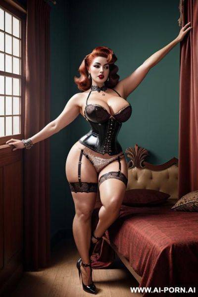 Old woman, big natural tits, lingerie in latex, extreme high heels, penis in ass, with b - ai-porn.ai on pornintellect.com