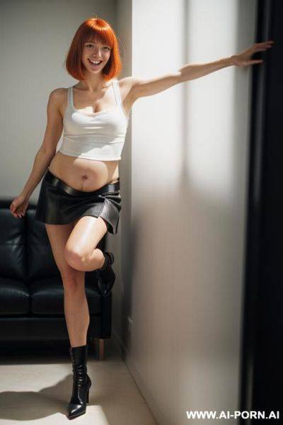 18 y old, blond, pregnant, wearing sport-bh and hotpants. - ai-porn.ai on pornintellect.com