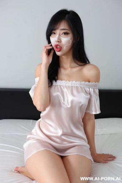 Wear silk white stockings, very pee dripping out pussy - ai-porn.ai on pornintellect.com