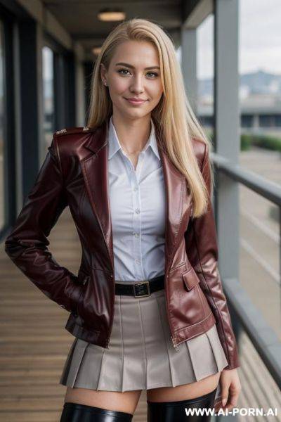 Red leather blazer - ai-porn.ai on pornintellect.com
