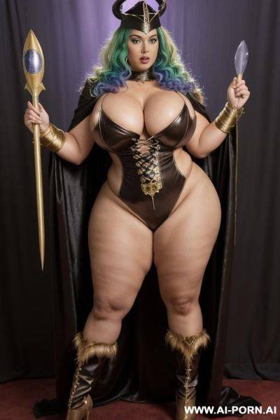 Voluptuous giant woman, (((huge boobs))), (((massive boobs))), measurements 00-20-00, (((ex-winner of the world contest "mrs biggets huge 00zz breasts))), super mega oversize huge breasts, (((costume - ai-porn.ai on pornintellect.com